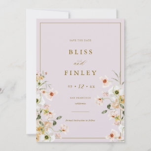 BLISS Floral Save the Date Minimale Hochzeitskarte
