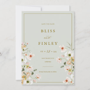 BLISS Floral Save the Date Minimale Hochzeitskarte