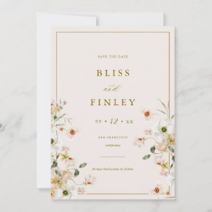 BLISS Floral Save The Date Minimale Hochzeitskarte