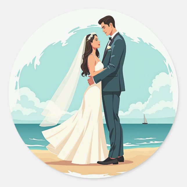Bliss-Hochzeitsticker Runder Aufkleber (Vorderseite)