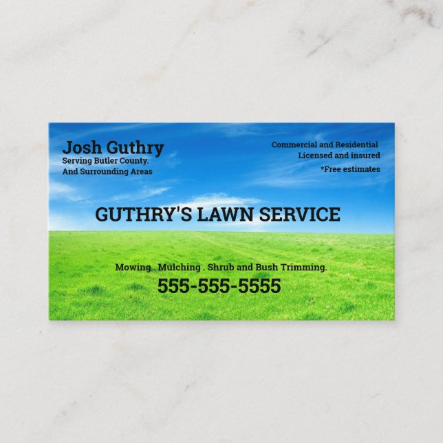 Bliss Lawncare  Business Card Visitenkarte (Vorderseite)