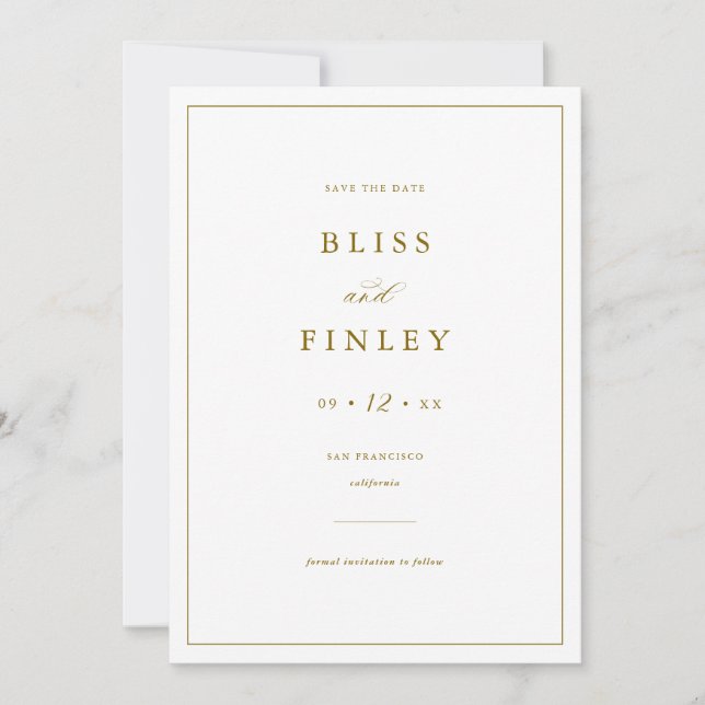 BLISS Minimal Save the Date Minimal Wedding Card (Vorderseite)