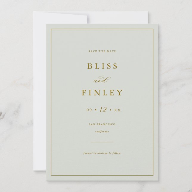 BLISS Minimaler Speichern Sie das Datum Minimale H Save The Date (Vorderseite)