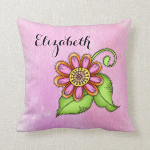 Bliss Watercolor Doodle Blume Kissen