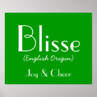 Blisse English Origin with Bedeutung in Green I