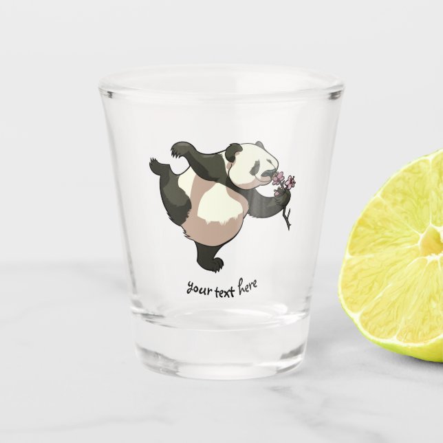 Blisses Panda riecht Blossom Blume Cartoon Schnapsglas (Vorderseite)