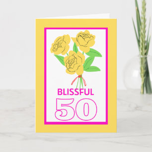 Blissful 50 Gold Wedding Anniversary Rose Karte
