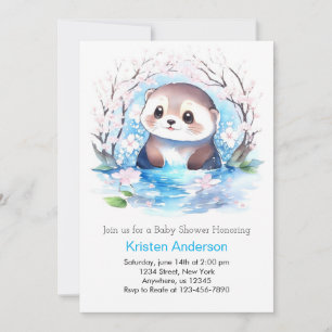 Blissful Blue Wildblume Otter Boy Baby Dusche Einladung