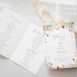 Blissful-Boho-Wildblume geklappt Hochzeit Programm