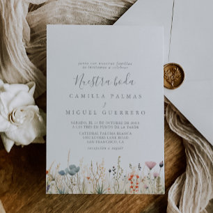 Blissful Boho Wildblume Nuestra Boda Wedding Einladung