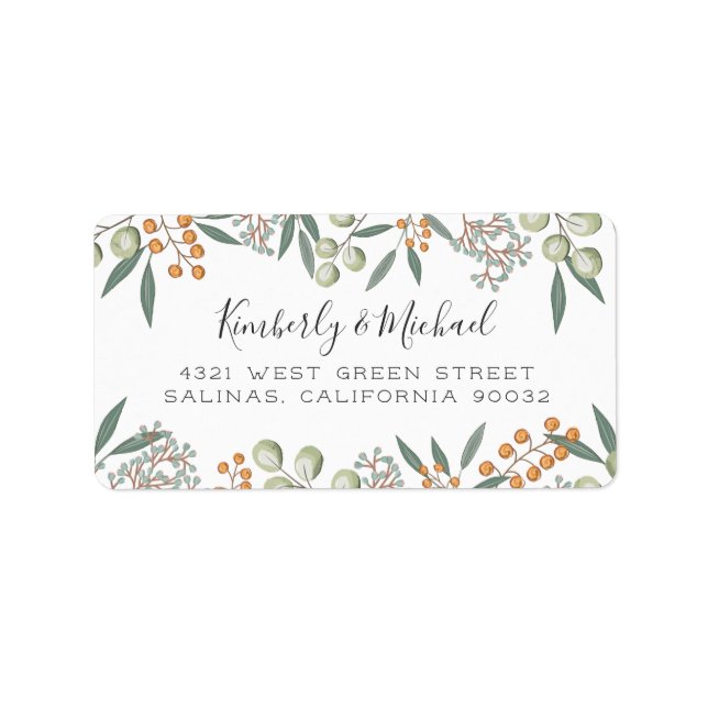 Blissful Bounty Botanical Wedding Rücksendeadresse Adressaufkleber (Vorne)