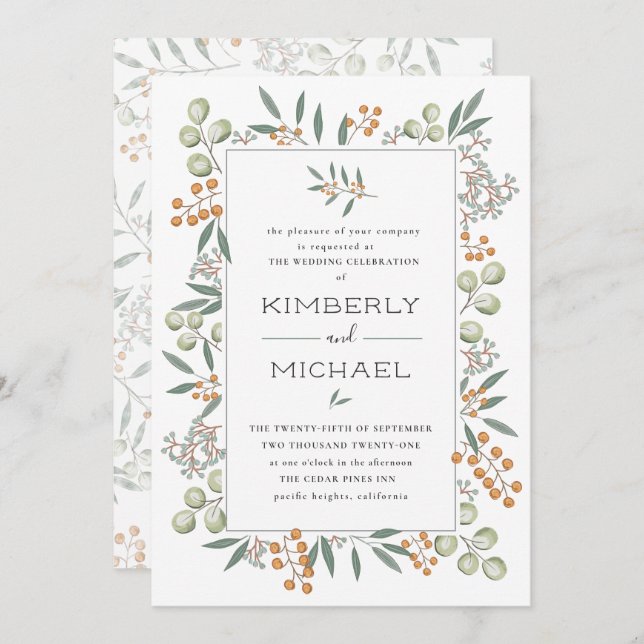 Blissful Bounty Botanical Wedding Suite Einladung (Vorne/Hinten)
