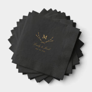 Blissful Branches Wedding Monogram Servietten Mit Folie