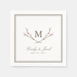 Blissful Branches Wedding Paper Napkins - Pink Serviette