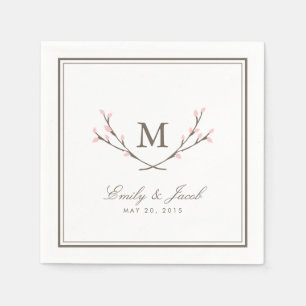 Blissful Branches Wedding Paper Napkins - Pink Serviette