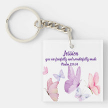 Blissful Butterfly Psalm 139:14 Keychain