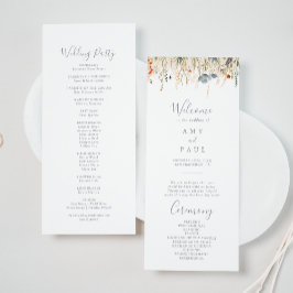 Blissful Colorful Boho Wildblume Wedding Programm