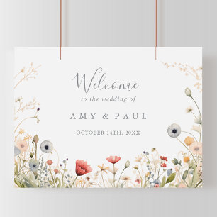 Blissful Colorful Boho Wildblume Wedding Willkomme Poster