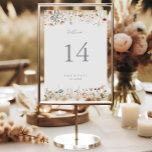 Blissful Colorful Boho Wildflower Wedding<br><div class="desc">This blissful colorful boho wildflower wedding table number is perfect for a rustic wedding. The design features pink, purple, blush, yellow, dusty blue, red, burgundy meadow wild flowers assembled in a seamless and delightful floral pattern, evoking natural beauty. This is a double sided table number. Add each table number you...</div>