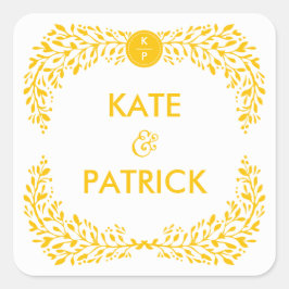 Blissful Laurel EDITABLE FARBE Hochzeitsaufkleber Quadratischer Aufkleber