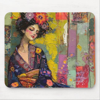 Blissful Women in Kimono Mousepad