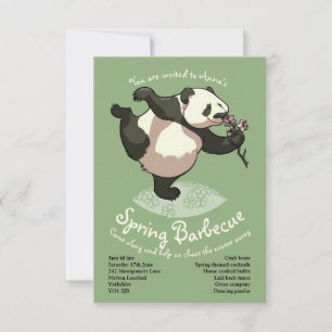 Blissvoll Panda riecht Blossom-Blume mit Text Einladung