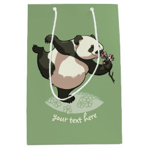 Blissvoll Panda riecht Blossom-Blume mit Text Mittlere Geschenktüte