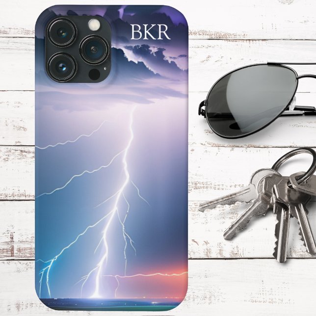 Blitz auf Wasser Monogramm Case-Mate iPhone Hülle (Von Creator hochgeladen)