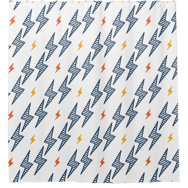 Blitz Bolzen Doodle Nahtloser Blitz Duschvorhang (Vorderseite)