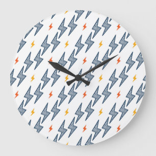 Blitz Bolzen Doodle Nahtloser Blitz Große Wanduhr
