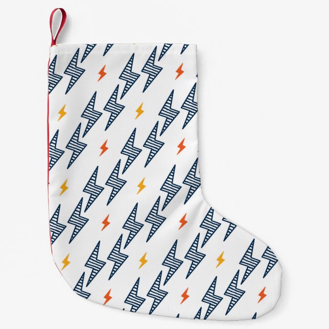 Blitz Bolzen Doodle Nahtloser Blitz Kleiner Weihnachtsstrumpf (Vorderseite)