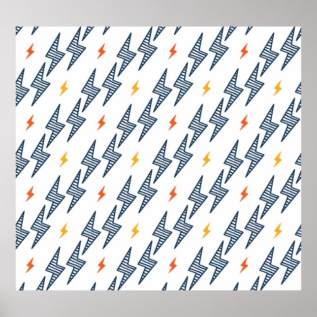 Blitz Bolzen Doodle Nahtloser Blitz Poster (Vorne)