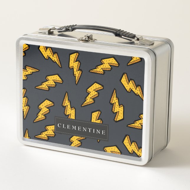 Blitz-Bolzen-Muster-Spaß und Pop Metall Lunch Box (Vorderseite)