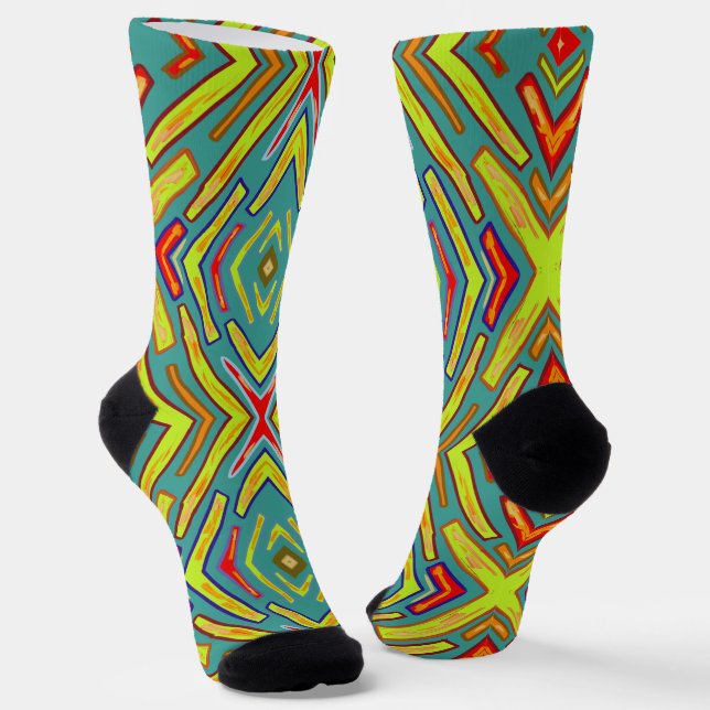 Blitz Fun Gelb Grün  Socken (Gewinkelt)