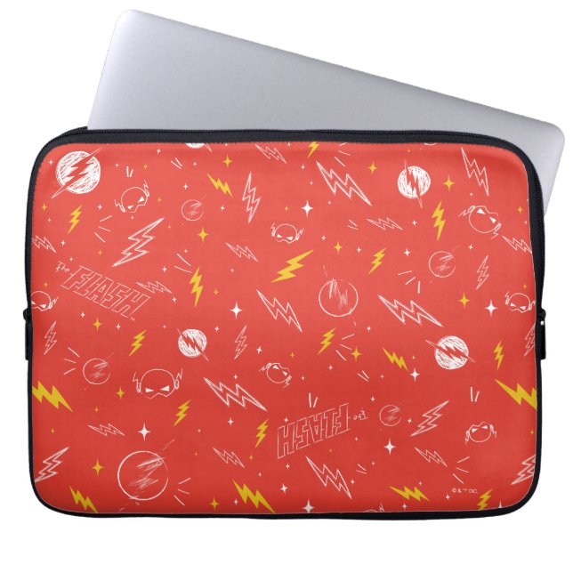 Blitz-Logo und Doodle-Muster Laptopschutzhülle (Vorderseite)