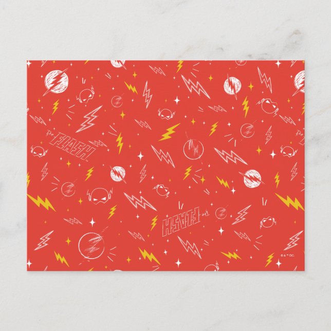 Blitz-Logo und Doodle-Muster Postkarte (Vorderseite)
