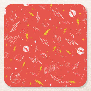 Blitz-Logo und Doodle-Muster Rechteckiger Pappuntersetzer