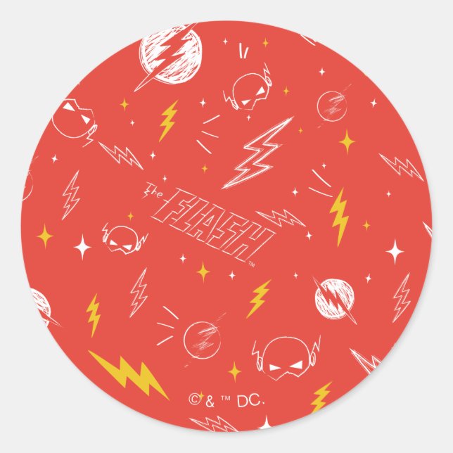Blitz-Logo und Doodle-Muster Runder Aufkleber (Vorderseite)