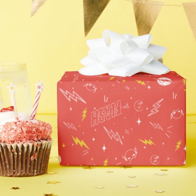 Blitz-Logo und Gekritzel-Muster Geschenkpapier (Geburtstagsparty)