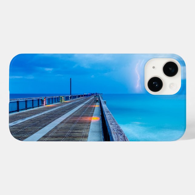 Blitze am Navarre Beach Pier Case-Mate iPhone Hülle (Rückseite (Horizontal))