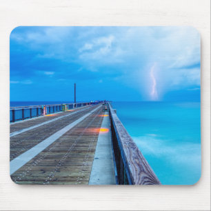 Blitze am Navarre Beach Pier Mousepad