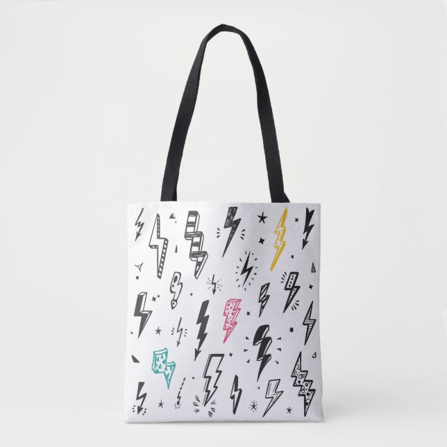 Blitze Bolzen Vintages Set. Hand Drawn Doodle Lig (Vorderseite)