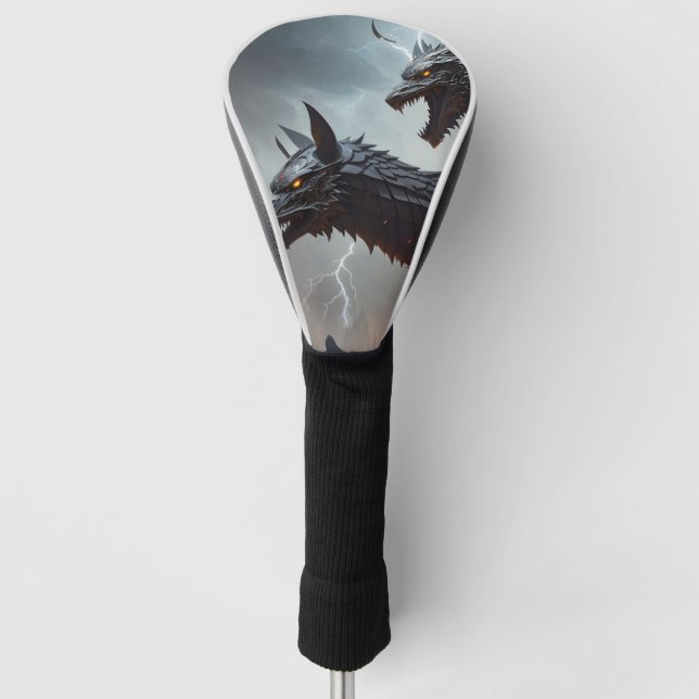 Blitze Cyborg-Wölfe Golf Headcover (Vorderseite)