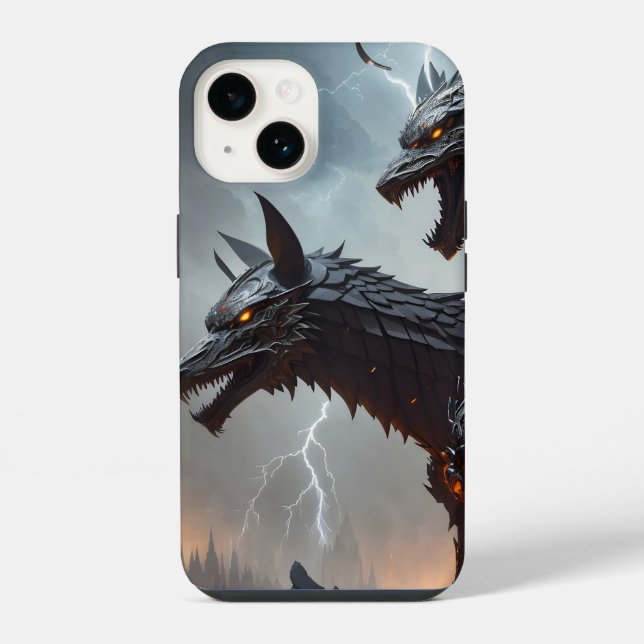 Blitze Cyborg-Wölfe iPhone Hülle (Rückseite)