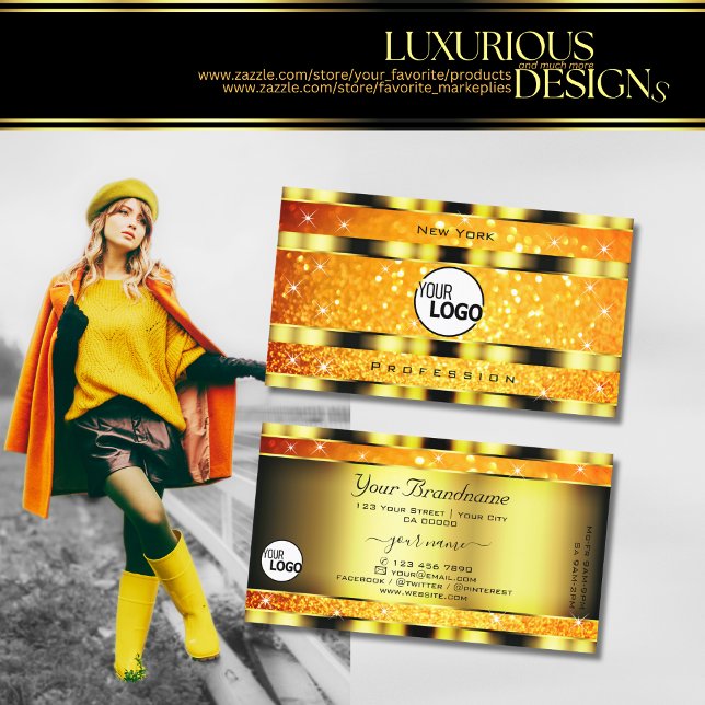 Blitze goldfarbene, glänzende Glitzer-Stars hinzuf Visitenkarte (Von Creator hochgeladen)