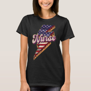 Blitze Patriotic Nurse American Flag 4. Jul T-Shirt