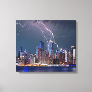 Blitze schlagen Modern New York City Skyline Leinwanddruck