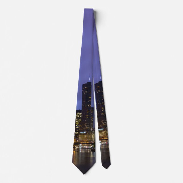 Blitze über Chicago River Neck Tie Krawatte (Vorderseite)
