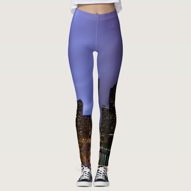 Blitze über dem Fluss Chicago Leggings (Vorderseite)