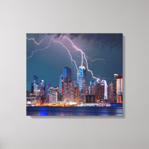 Blitze über "New York City" Skyline Wall Art Leinwanddruck
